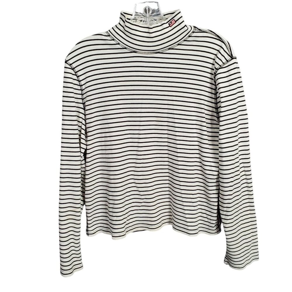 RL Polo Jeans Juniors Sz XL Turtleneck Flag Logo Lightweight Cotton Knit Striped - Picture 3 of 9